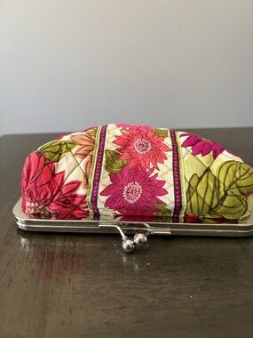 Vera Bradley Quilted Cosmetic Pouch in Pink, Olive & Brown